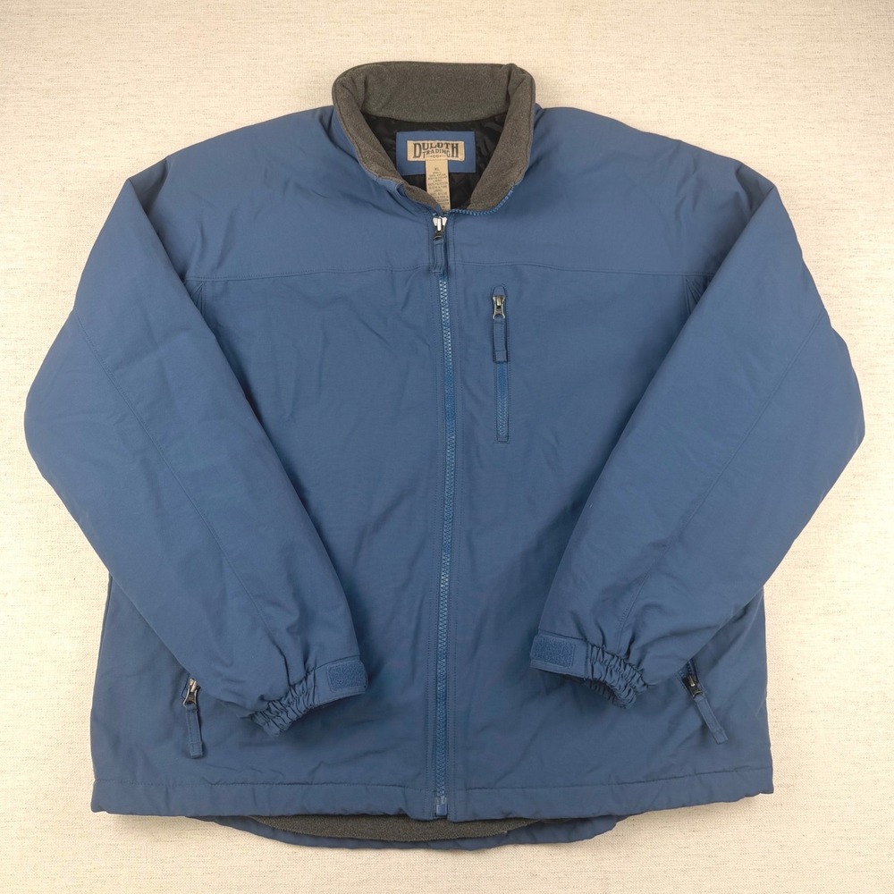 Duluth Trading Co Shoreman Fleece Lined Jacket Mens XL Blue Nylon Workwear Coat